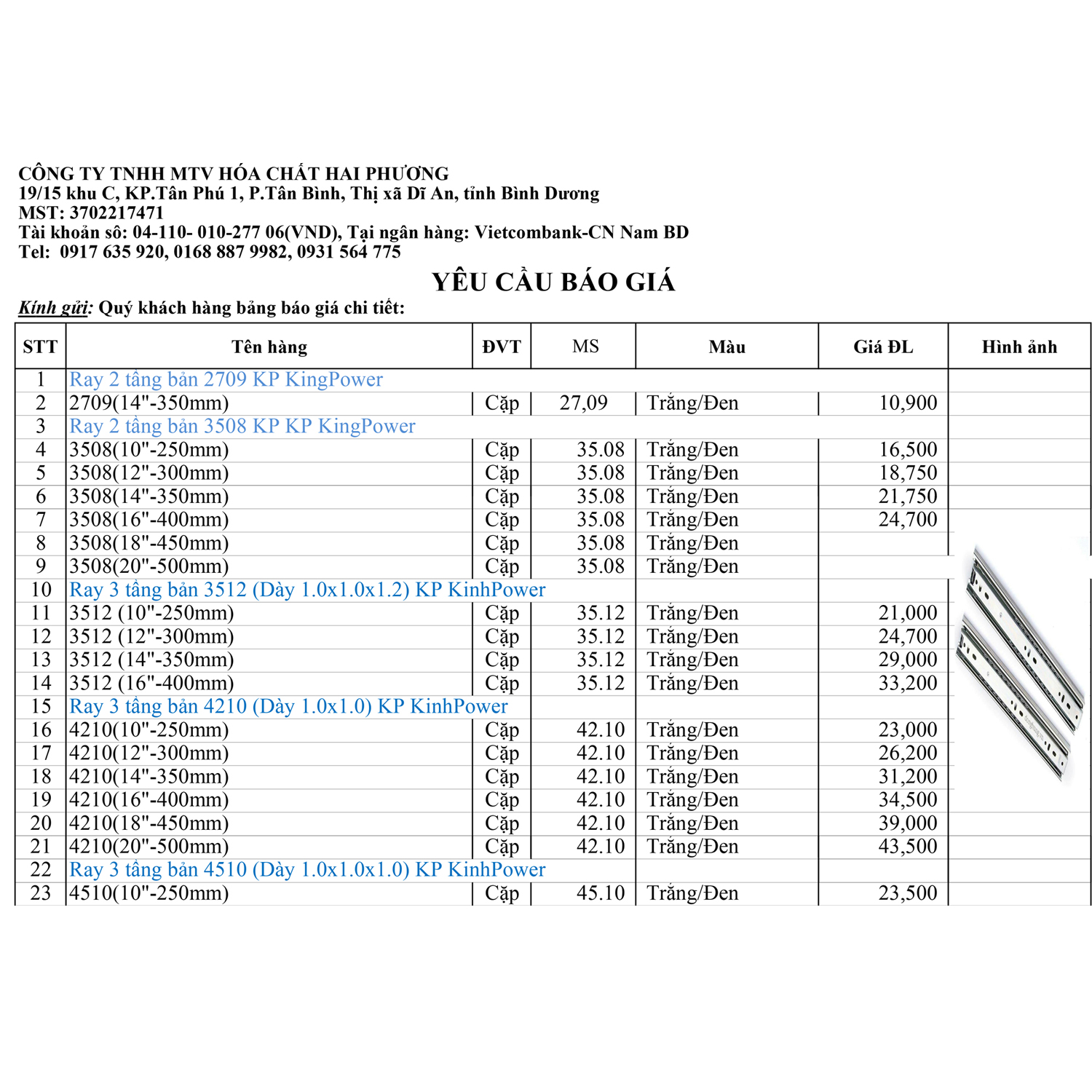 CÔNG TY TNHH MTV HÓA CHẤT HAI PHƯƠNG